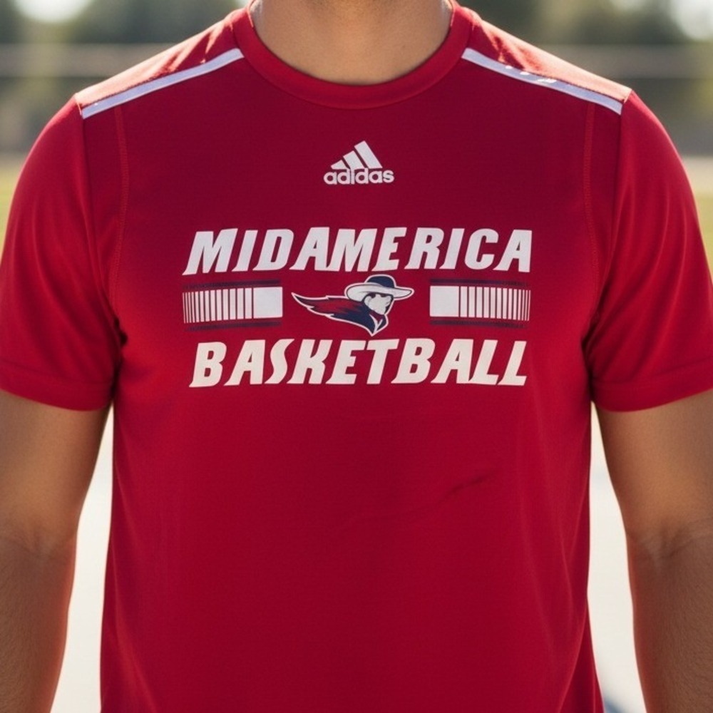Adidas MidAmerica Nazarene University Pioneers Basketball Red Shirt‎ HG4960 Mens